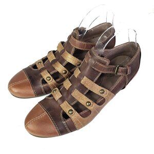 Pikolinos Leather Wedge Sandals Shoes Women's 41 10.5 11 Brown‎ Tan Heels